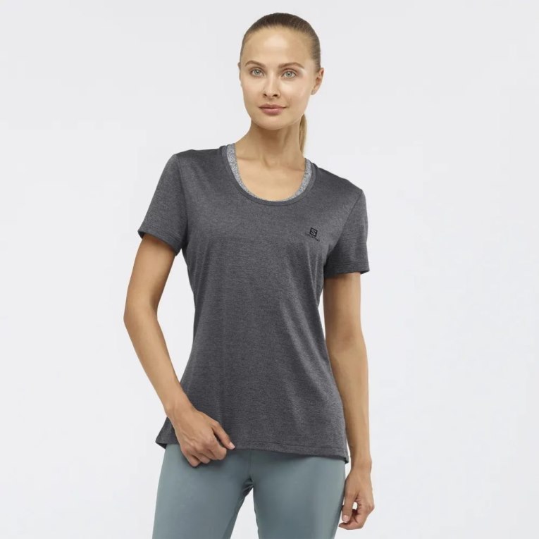 Camiseta Salomon Agile Corta Sleeve Mujer Negros | MX YODF468